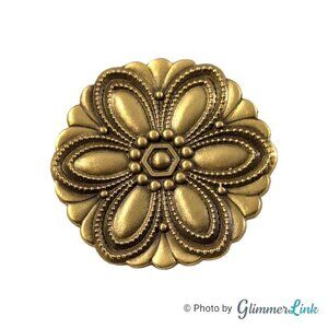 BM Floral Matte Finish Relief Gold Tone Brooch